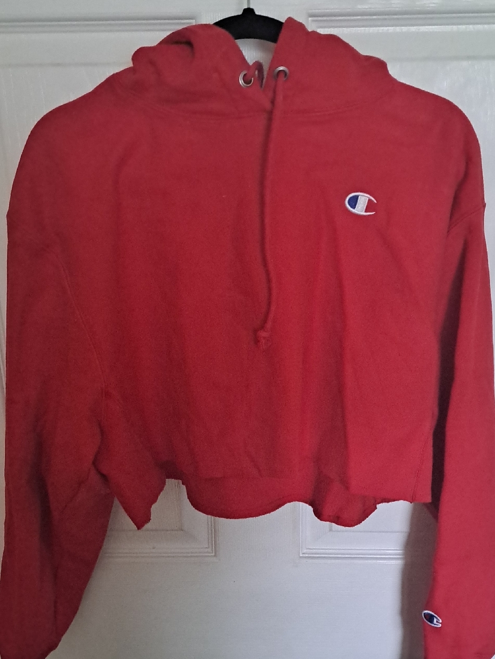 Champion Red Cropped Hoodie Sweatshirt - Women's